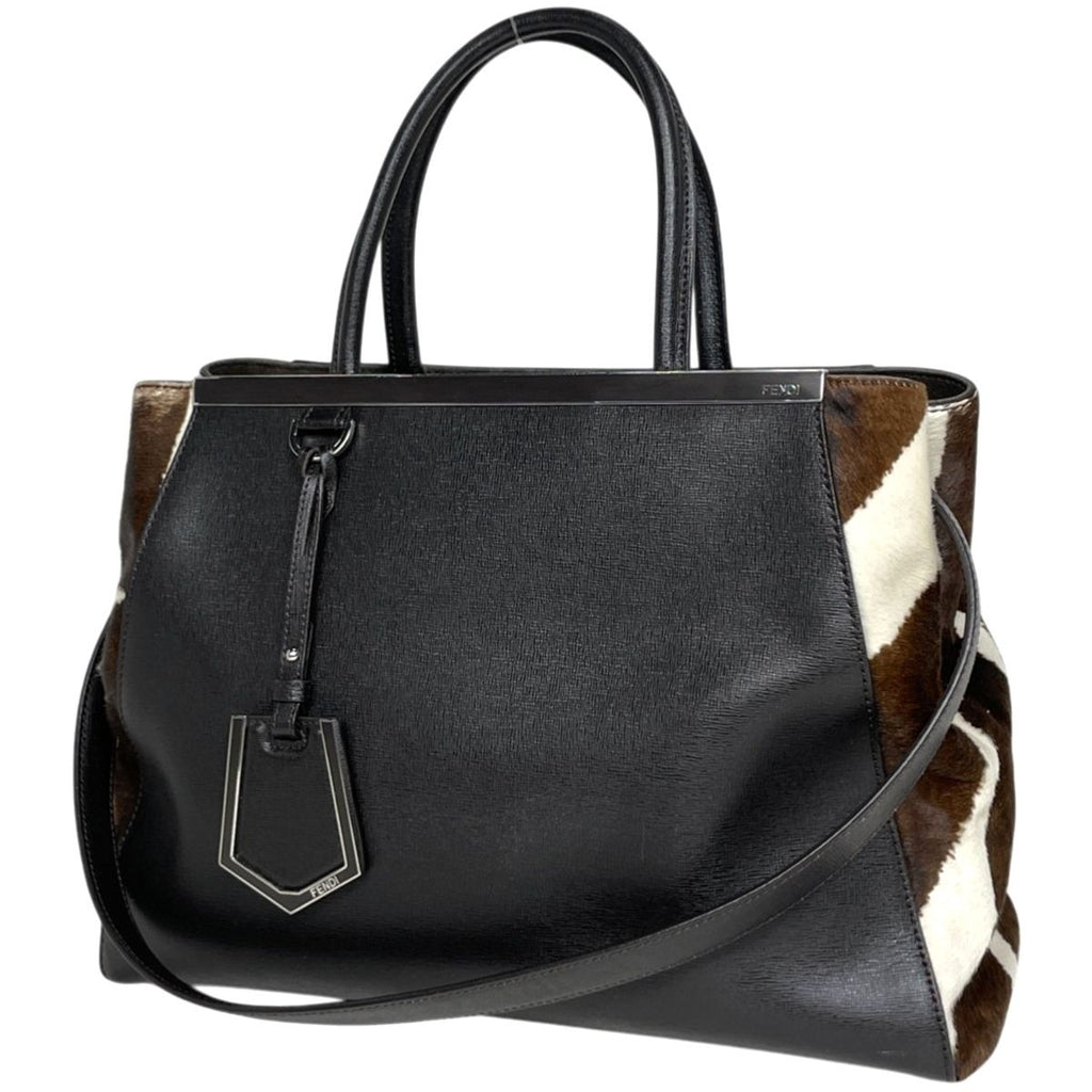 Fendi Toujour 2-Way Shoulder Bag Tote Leather Dark Brown