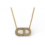 Dior Necklace Vintage CD Logo Rhinestone Gold