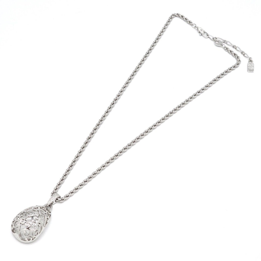 Saint Laurent Yves Egg Arabesque Pendant Necklace Silver — view 2
