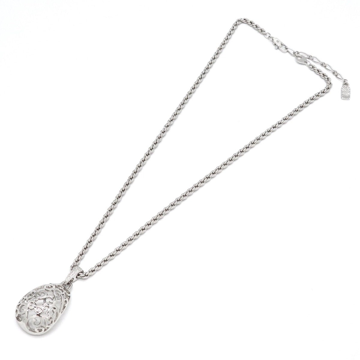 Saint Laurent Yves Egg Arabesque Pendant Necklace Silver — view 2