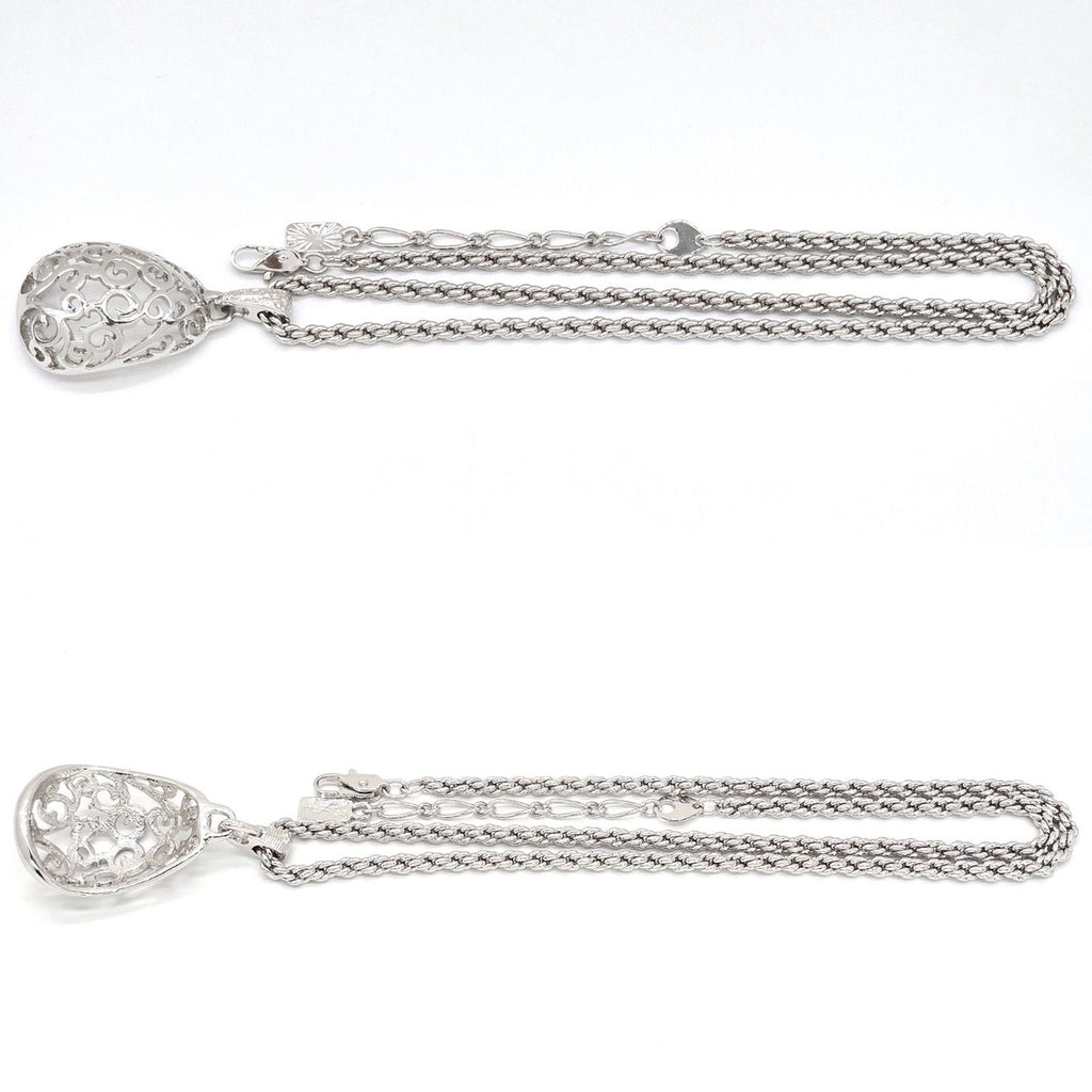 Saint Laurent Yves Egg Arabesque Pendant Necklace Silver — view 3