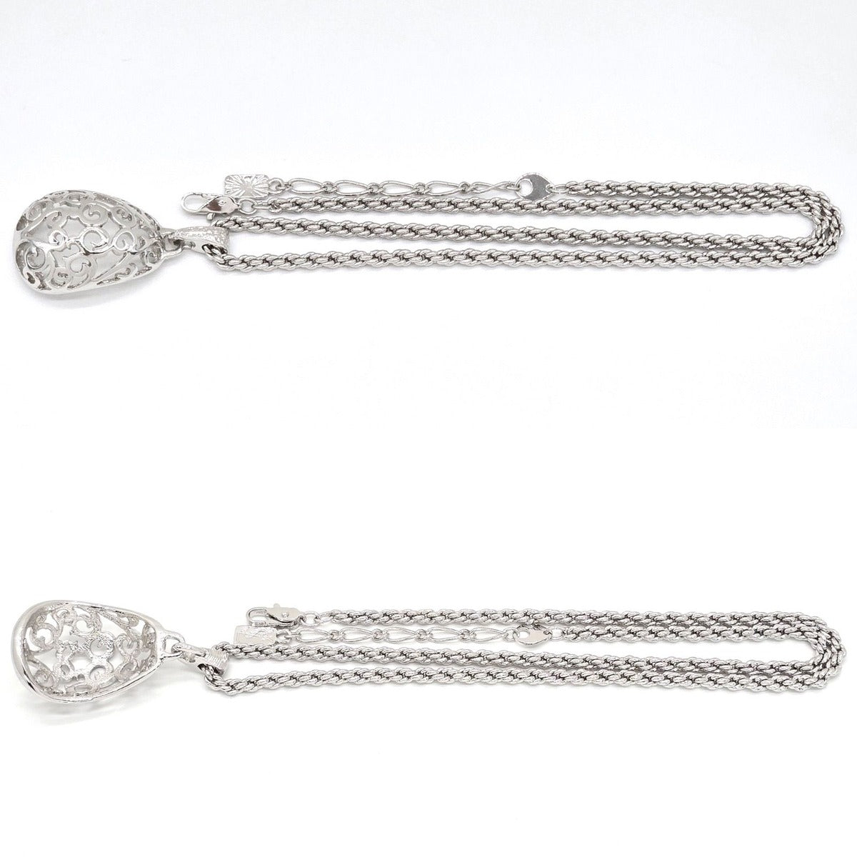 Saint Laurent Yves Egg Arabesque Pendant Necklace Silver — view 3