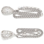 Saint Laurent Yves Egg Arabesque Pendant Necklace Silver — view 4