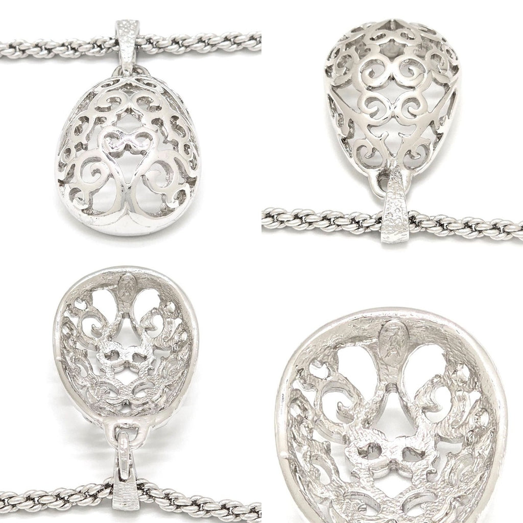 Saint Laurent Yves Egg Arabesque Pendant Necklace Silver — view 5