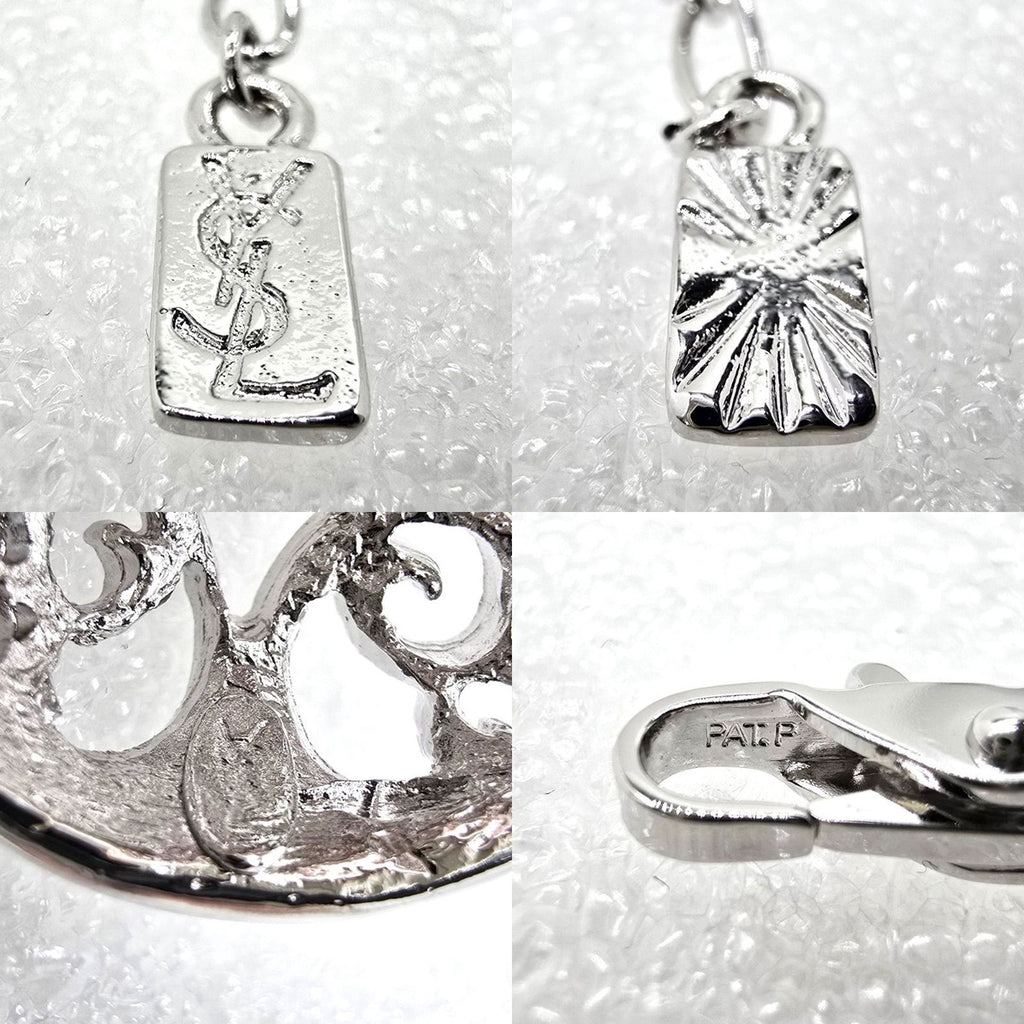Saint Laurent Yves Egg Arabesque Pendant Necklace Silver — view 6