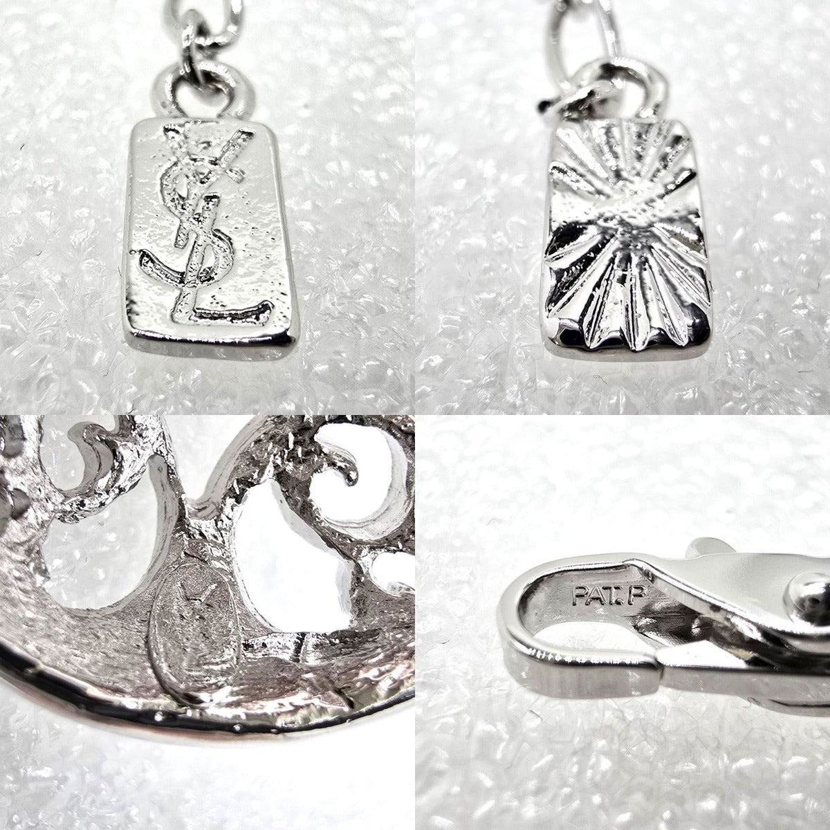 Saint Laurent Yves Egg Arabesque Pendant Necklace Silver — view 6