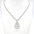 Saint Laurent Yves Egg Arabesque Pendant Necklace Silver
