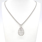 Saint Laurent Yves Egg Arabesque Pendant Necklace Silver