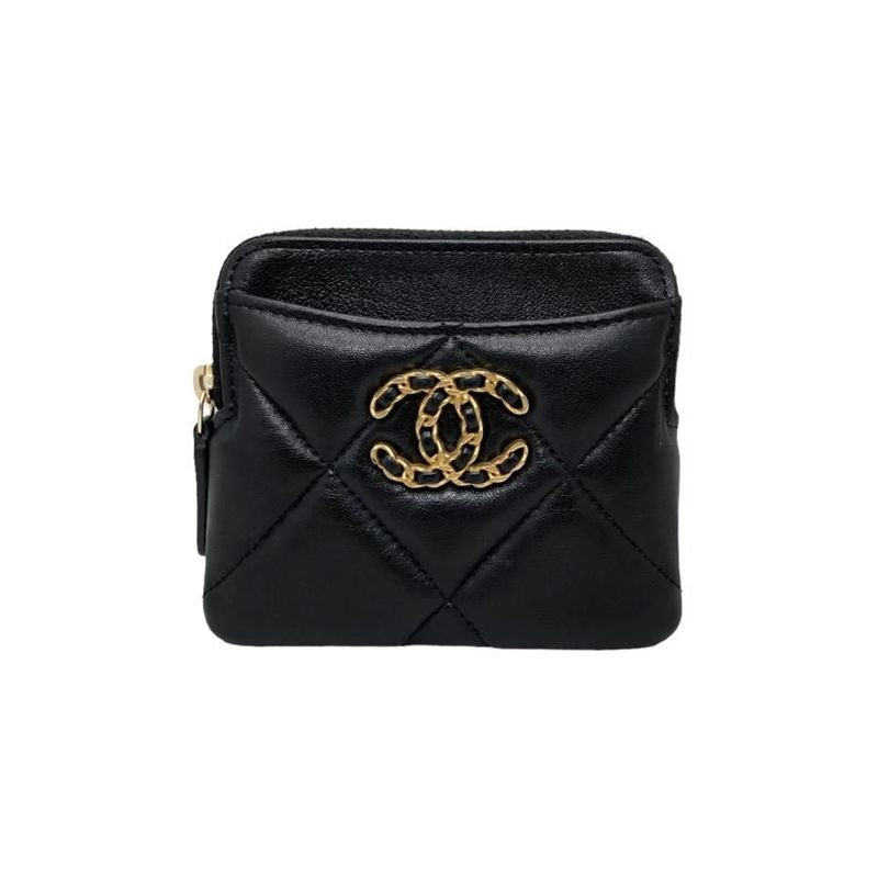 Chanel 19 Coin Case Card Purse Ap2086 Quilted Black Gold Chanel 19 — view 2