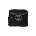 Chanel 19 Coin Case Card Purse Ap2086 Quilted Black Gold Chanel 19