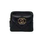 Chanel 19 Coin Case Card Purse Ap2086 Quilted Black Gold Chanel 19