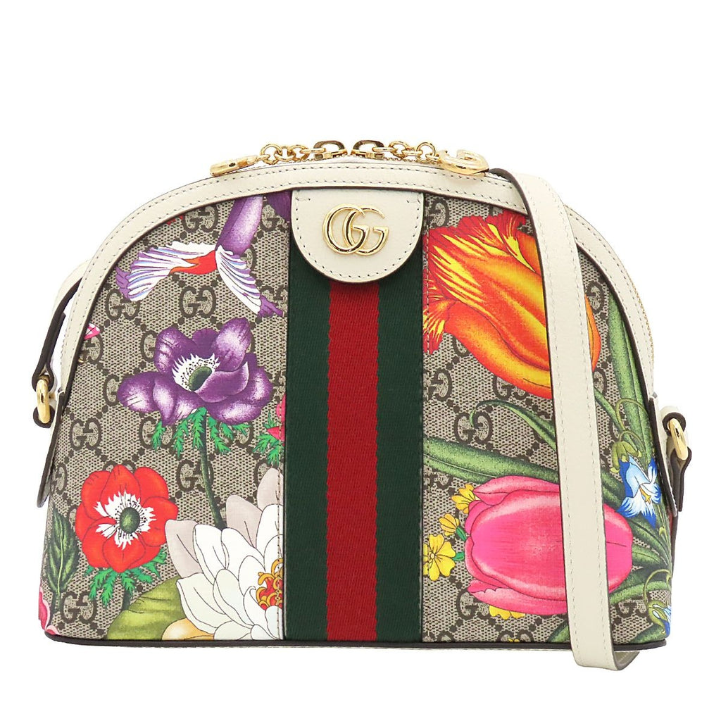 Gucci Ophidia Beige Flora GG Canvas Small Shoulder Bag Floral