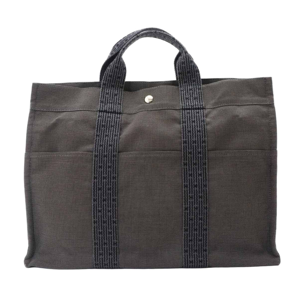Hermes Her Line Tote Bag MM Canvas Gray Silver Herline