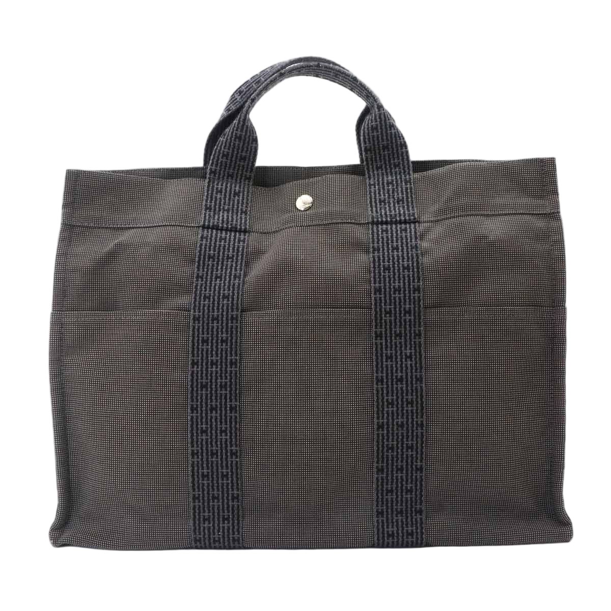 Hermes Her Line Tote Bag MM Canvas Gray Silver Herline