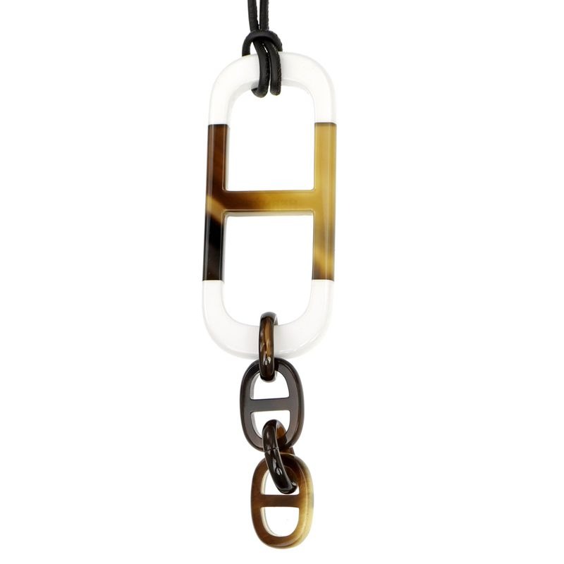 Hermes Necklace Amar Buffalo Horn White Brown Pendant Accessories — view 2