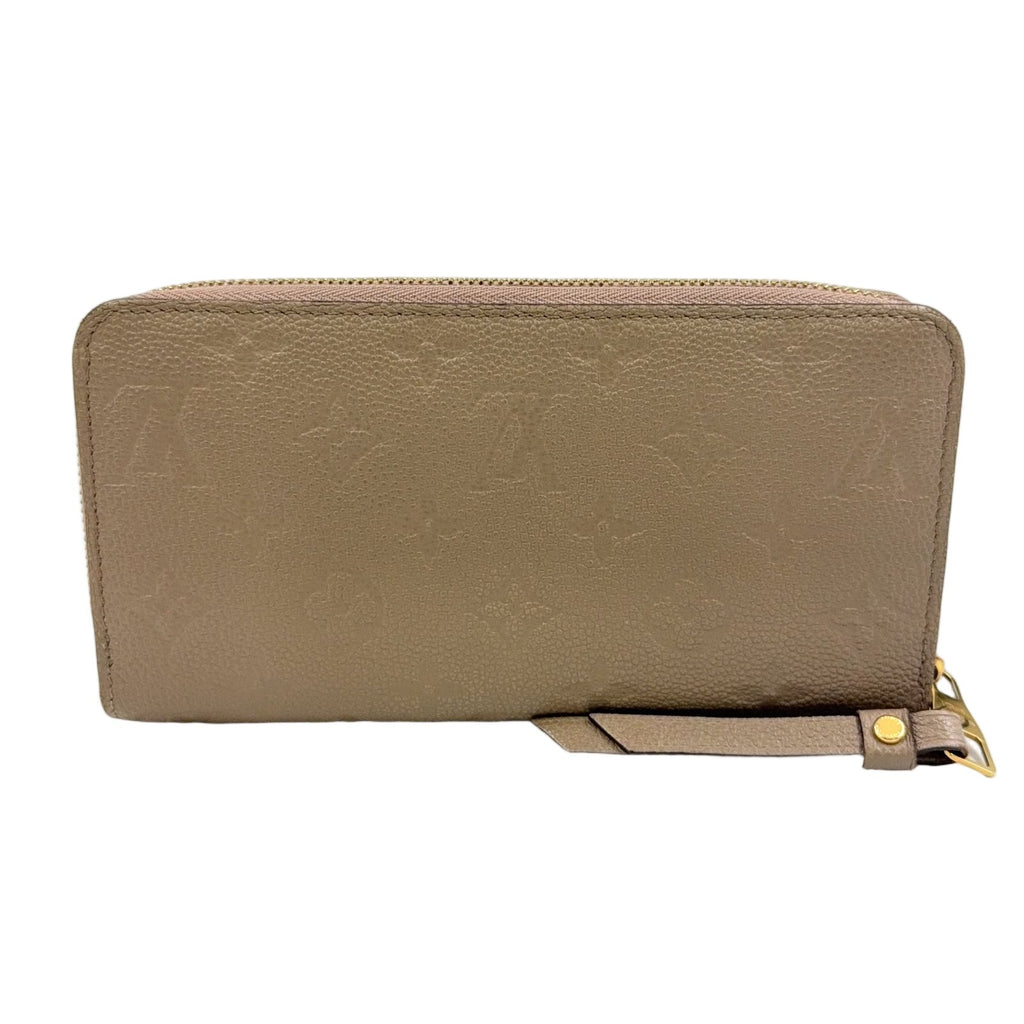 Louis Vuitton Zippy Wallet Monogram Empreinte Leather Beige Round Gold