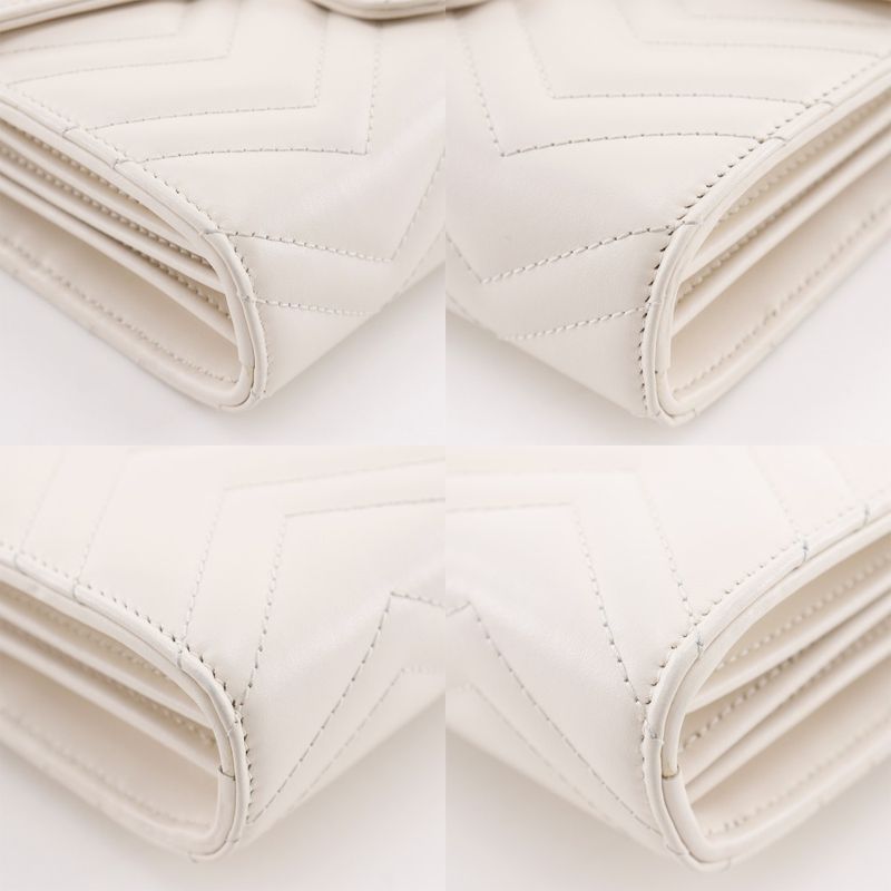 Gucci GG Marmont Chain Shoulder 2-Way Clutch Calf White — view 4