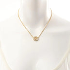 Christian Dior Vintage Rhinestone Crystal Round Necklace Gold Plated — view 5