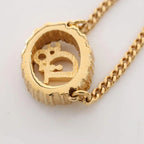 Christian Dior Vintage Rhinestone Crystal Round Necklace Gold Plated — view 6