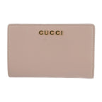 Gucci Script Zip Around Wallet Bifold Leather Pink Gold Hardware