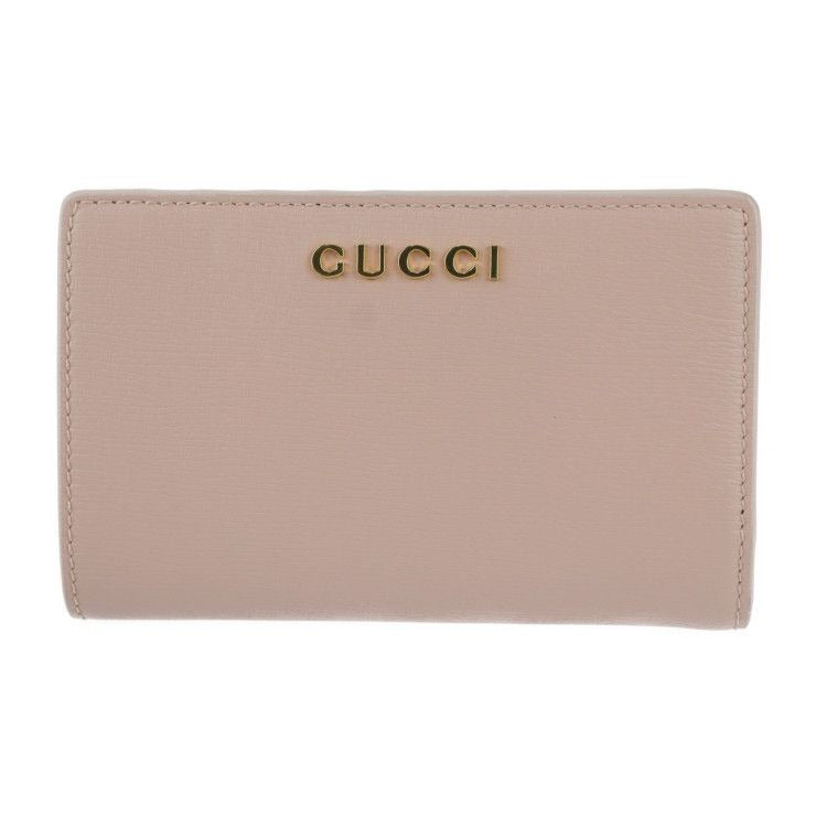 Gucci Script Zip Around Wallet Bifold Leather Pink Gold Hardware