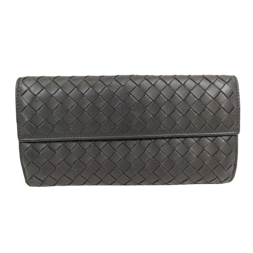 Bottega Veneta Wallet Intrecciato Brown Leather Hook Bifold