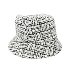 Chanel Hat White Black Coco Mark Tweed Sequin Bucket