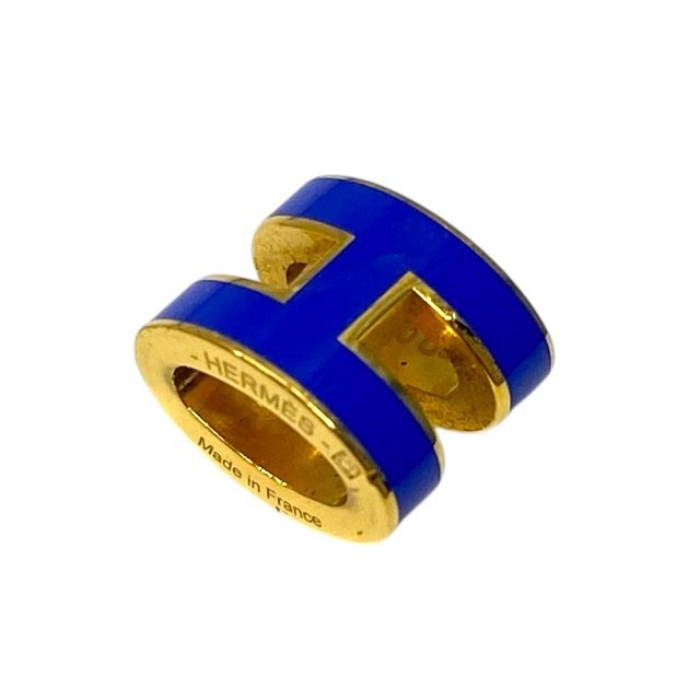 Hermes Mini Pop Ash H Necklace Pendant Top Charm Logo Gold Blue — view 5