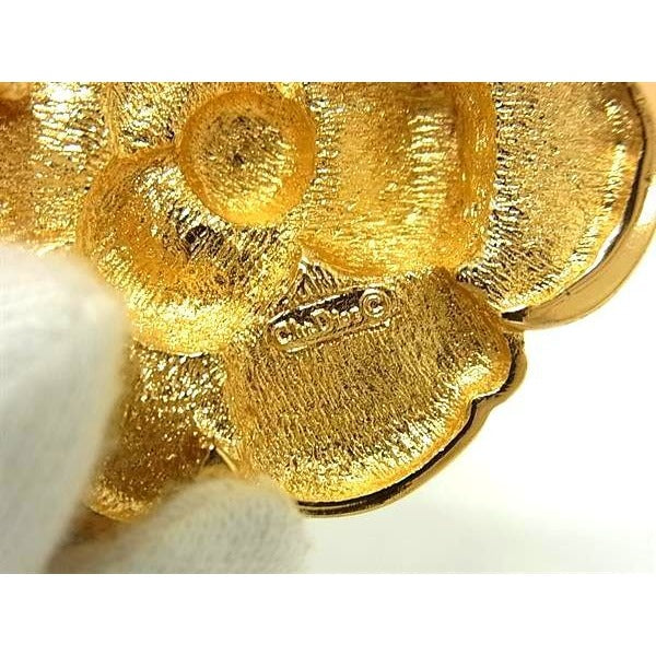Christian Dior Gold Metal Rhinestone Flower Motif — view 2
