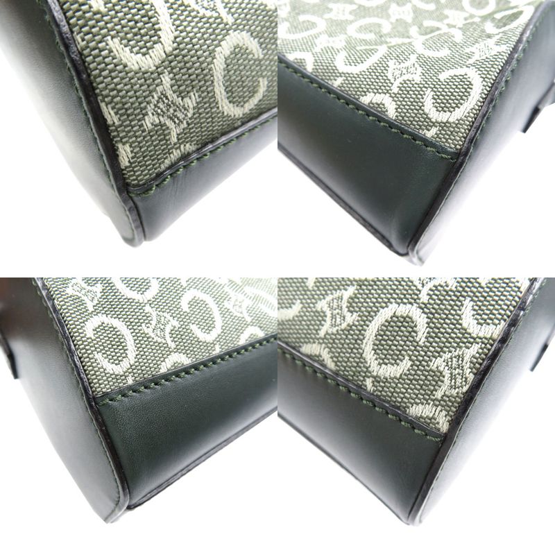Celine C Macadam Pattern Canvas Leather Gold Hardware Olive Green Shoulder Bag — view 8