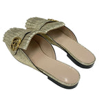 Gucci Double G GG Marmont Sandals Mules Slippers Shoes Fringe Leather — view 4