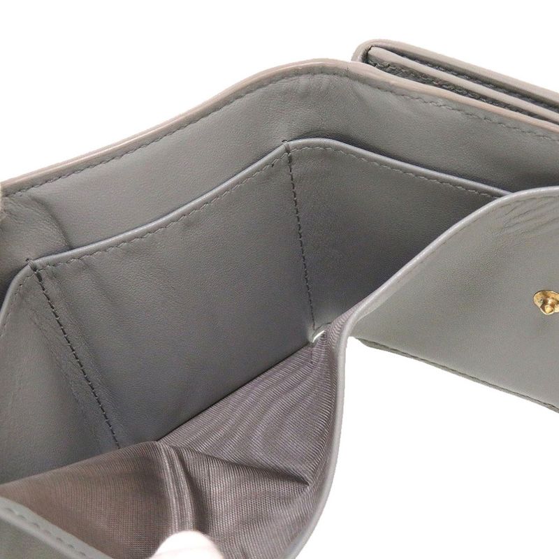 Christian Dior Compact Wallet Leather Gray Trifold Purse 0037 — view 6