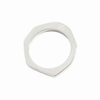 Gucci Polished Asymmetric Nut Motif Hexagon Ring Silver — view 4