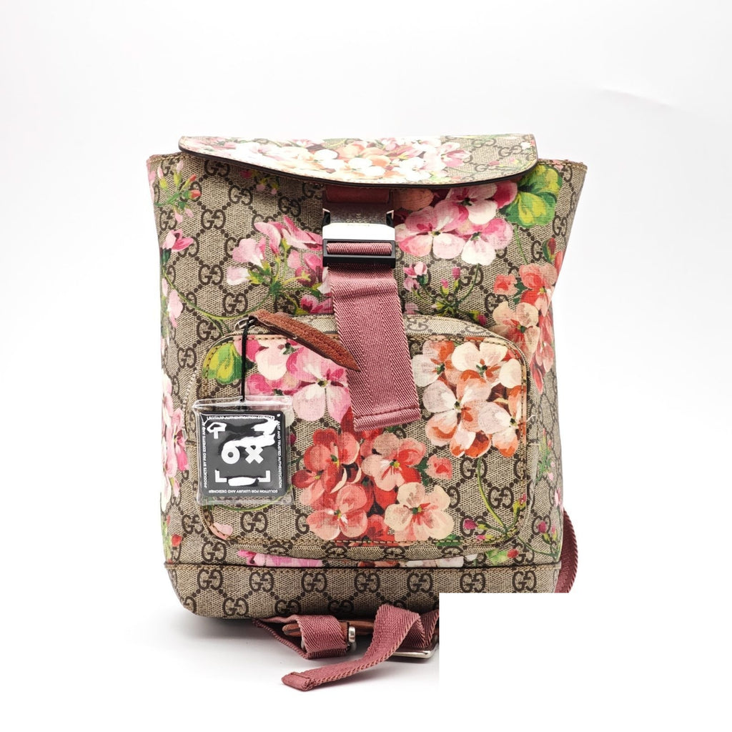 Gucci Backpack Diaper Bag Floral Pattern Cherry Blossom Beige Pink Multicolor