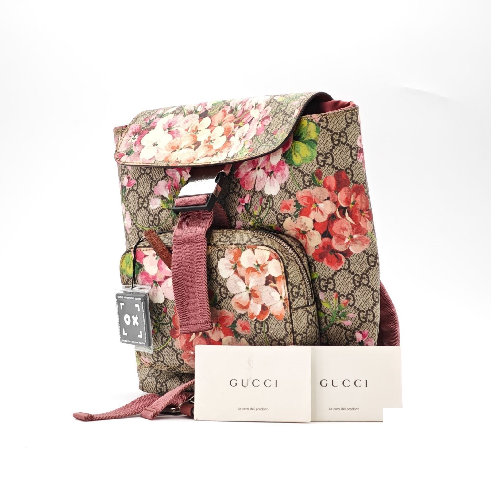 Gucci Backpack Diaper Bag Floral Pattern Cherry Blossom Beige Pink Multicolor