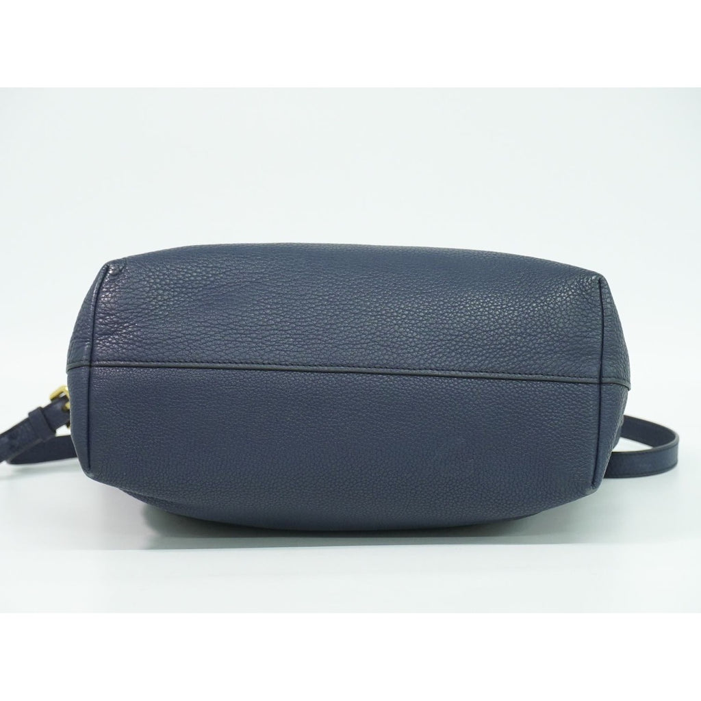 Prada Leather 2-Way Shoulder Bag Tote Navy — view 3
