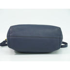 Prada Leather 2-Way Shoulder Bag Tote Navy — view 3
