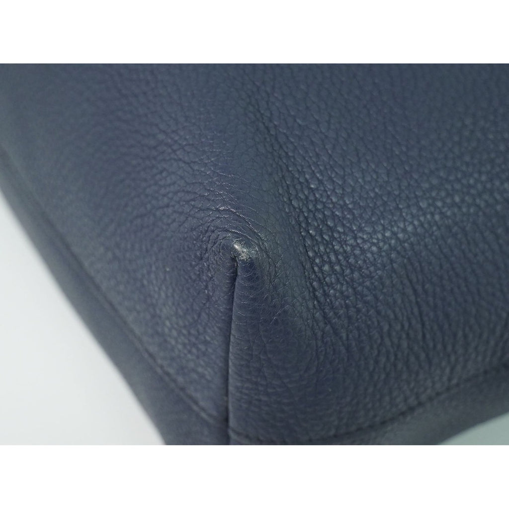 Prada Leather 2-Way Shoulder Bag Tote Navy — view 4