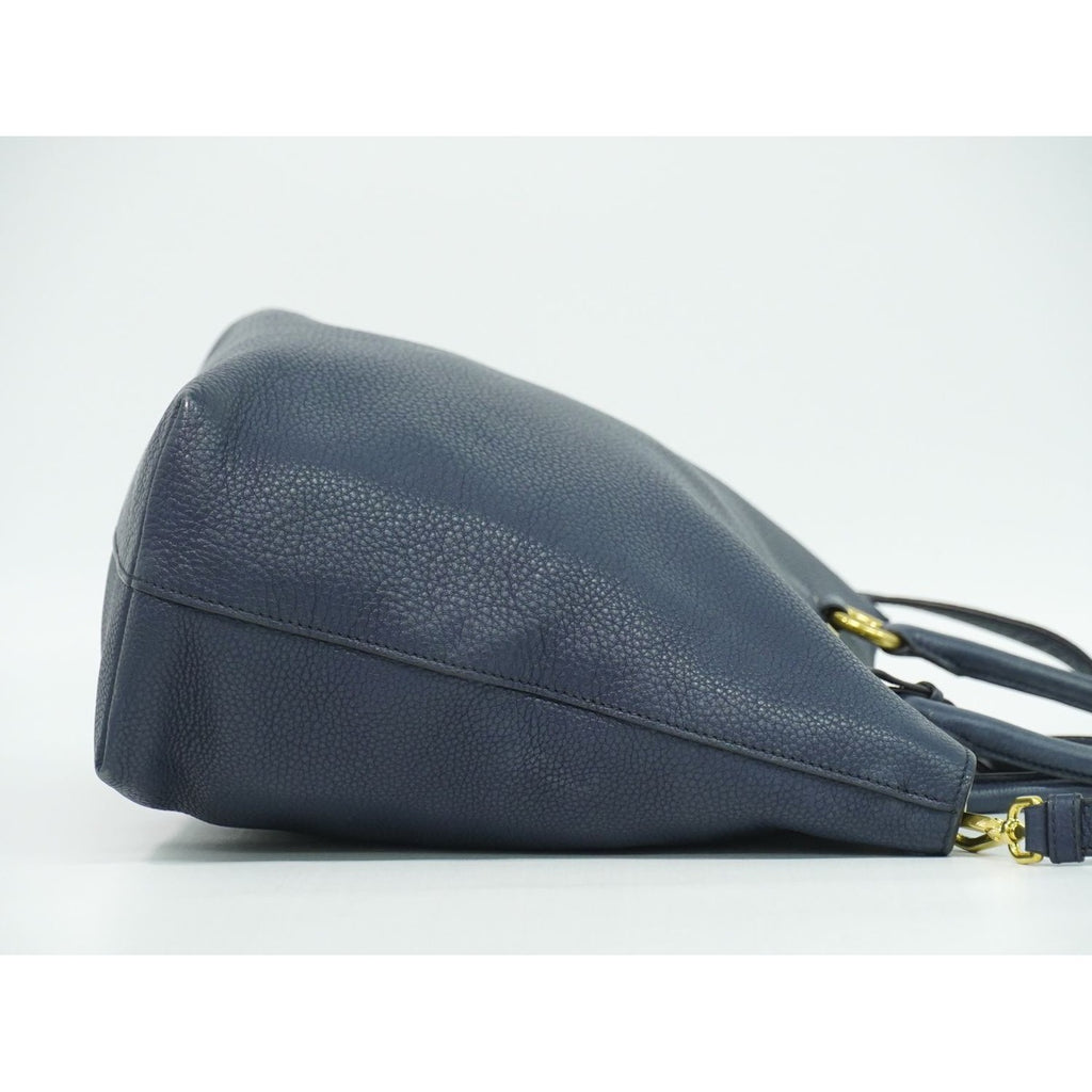 Prada Leather 2-Way Shoulder Bag Tote Navy — view 5