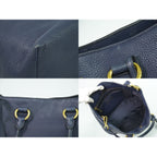 Prada Leather 2-Way Shoulder Bag Tote Navy — view 7