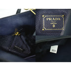 Prada Leather 2-Way Shoulder Bag Tote Navy — view 9