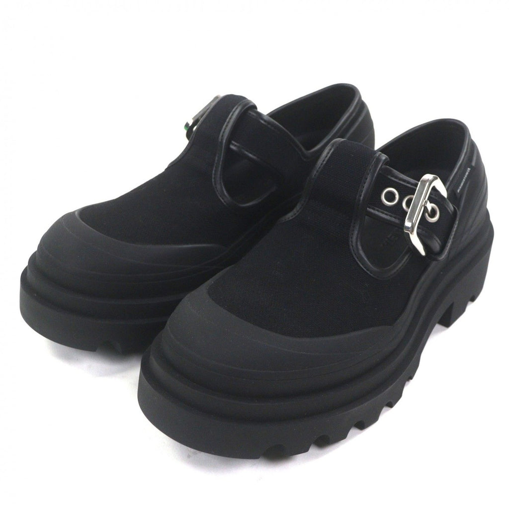 Bottega Veneta Trek Meri Jane Canvas Leather Shoes Loafers Black 42