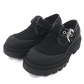 Bottega Veneta Trek Meri Jane Canvas Leather Shoes Loafers Black 42