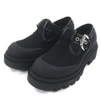 Bottega Veneta Trek Meri Jane Canvas Leather Shoes Loafers Black 42