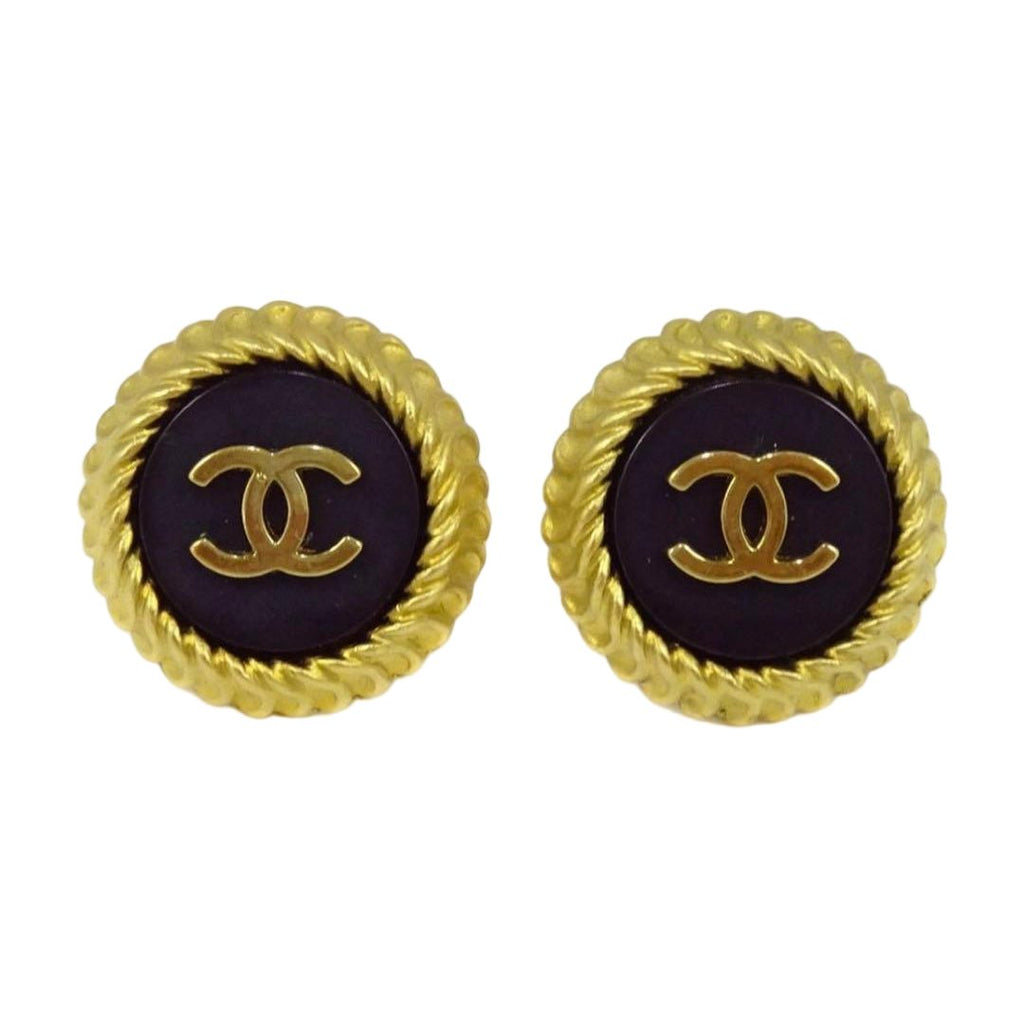 Chanel CC Logo Round Earrings