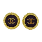 Chanel CC Logo Round Earrings