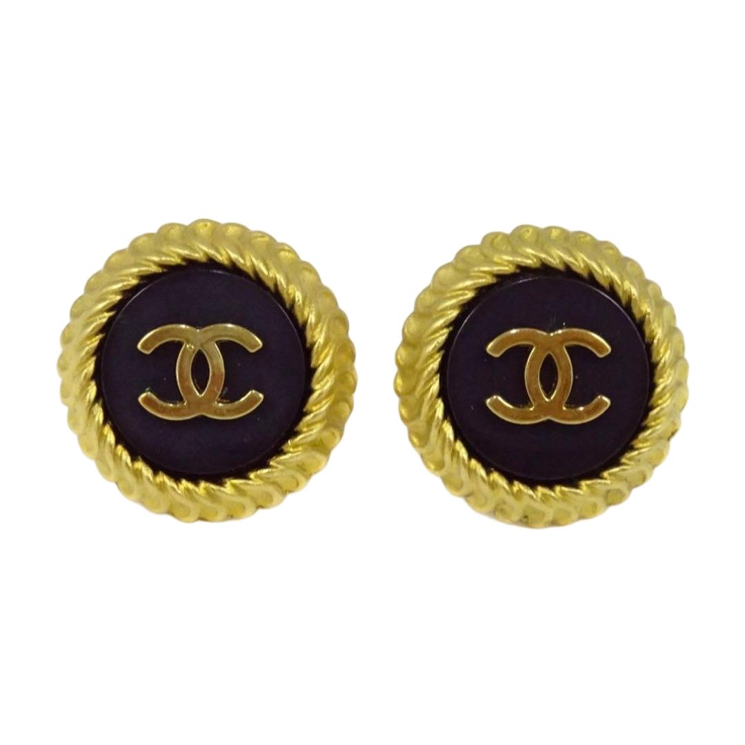 Chanel CC Logo Round Earrings