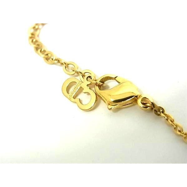 Christian Dior Necklace Logo Rhinestone Gold Metal — view 3