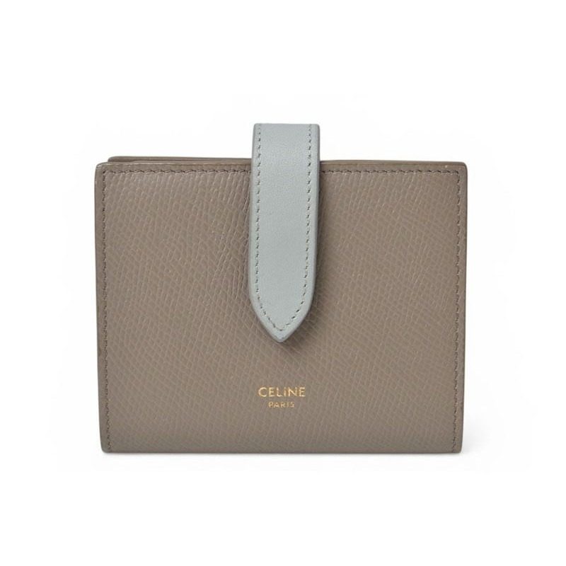 Celine Wallet Bifold Mini Strap Bicolor Gray Blue