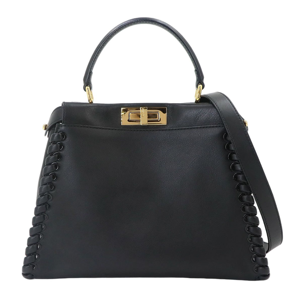 Fendi Peekaboo 2-Way Bag Leather Nero Black Braided